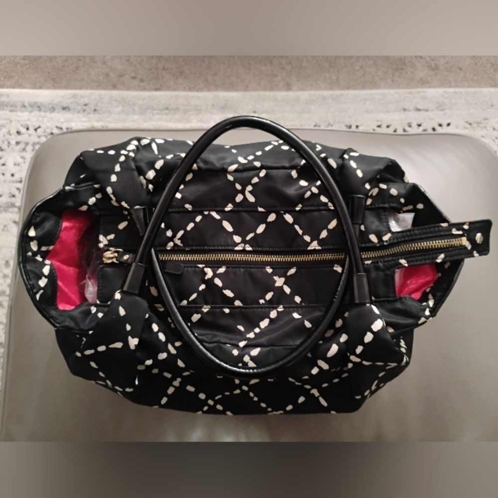 Kate Spade Sew Be It Stevie Lattice Print Shoulder Bag in Black & White - Picture 13 of 16